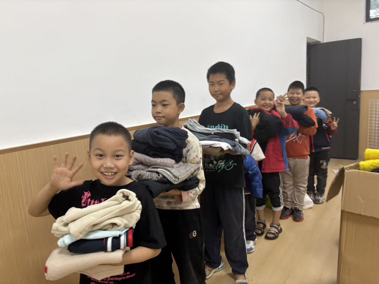 A winter clothing donation for children
