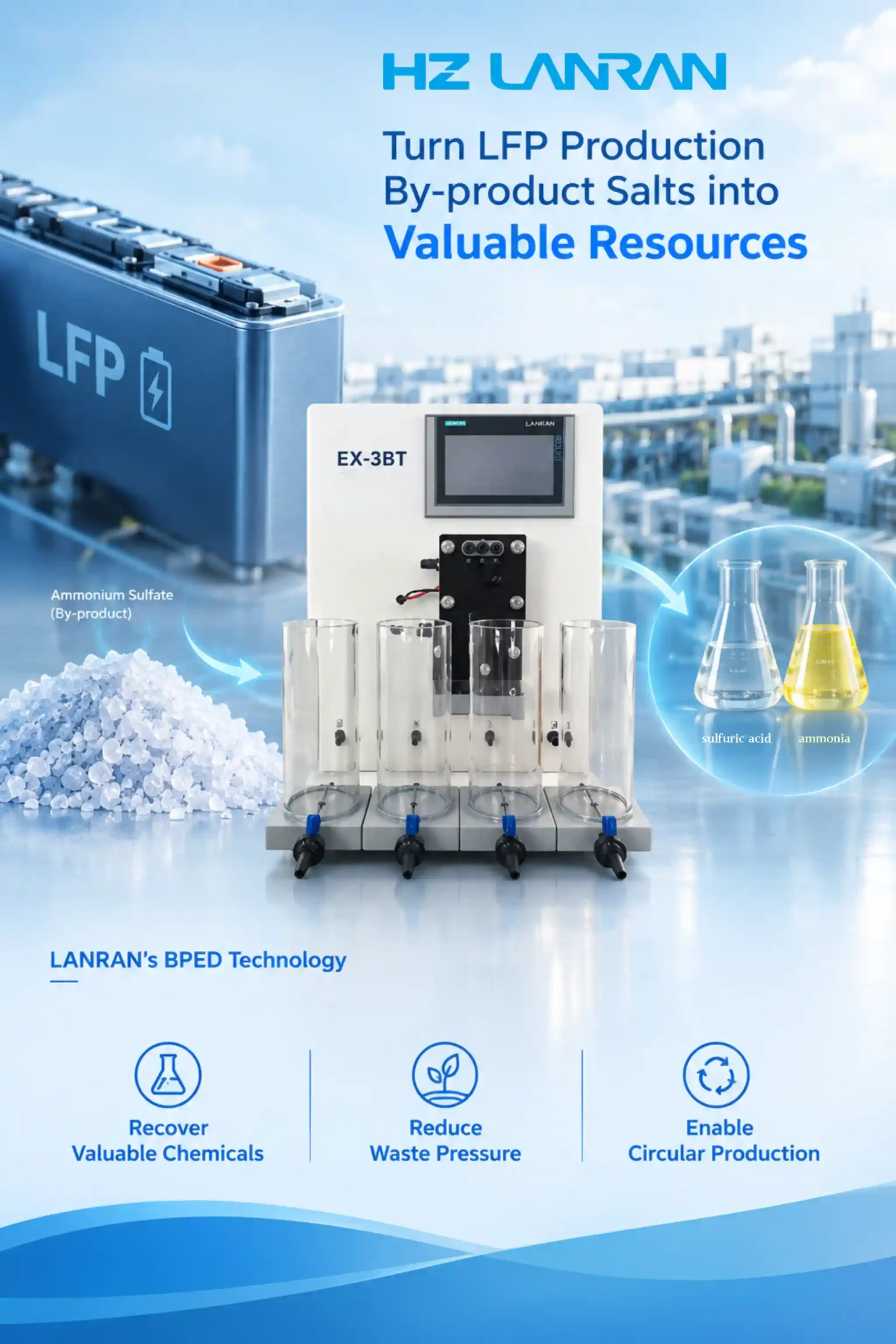 Ammonium Sulfate Recovery from LFP Battery Production with BPED Technology